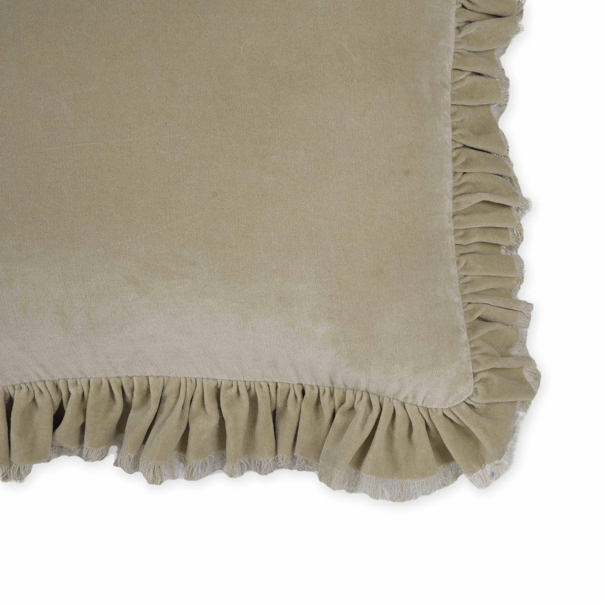 Alessia Distressed Beige Velvet Pillow | BeBoldFurniture