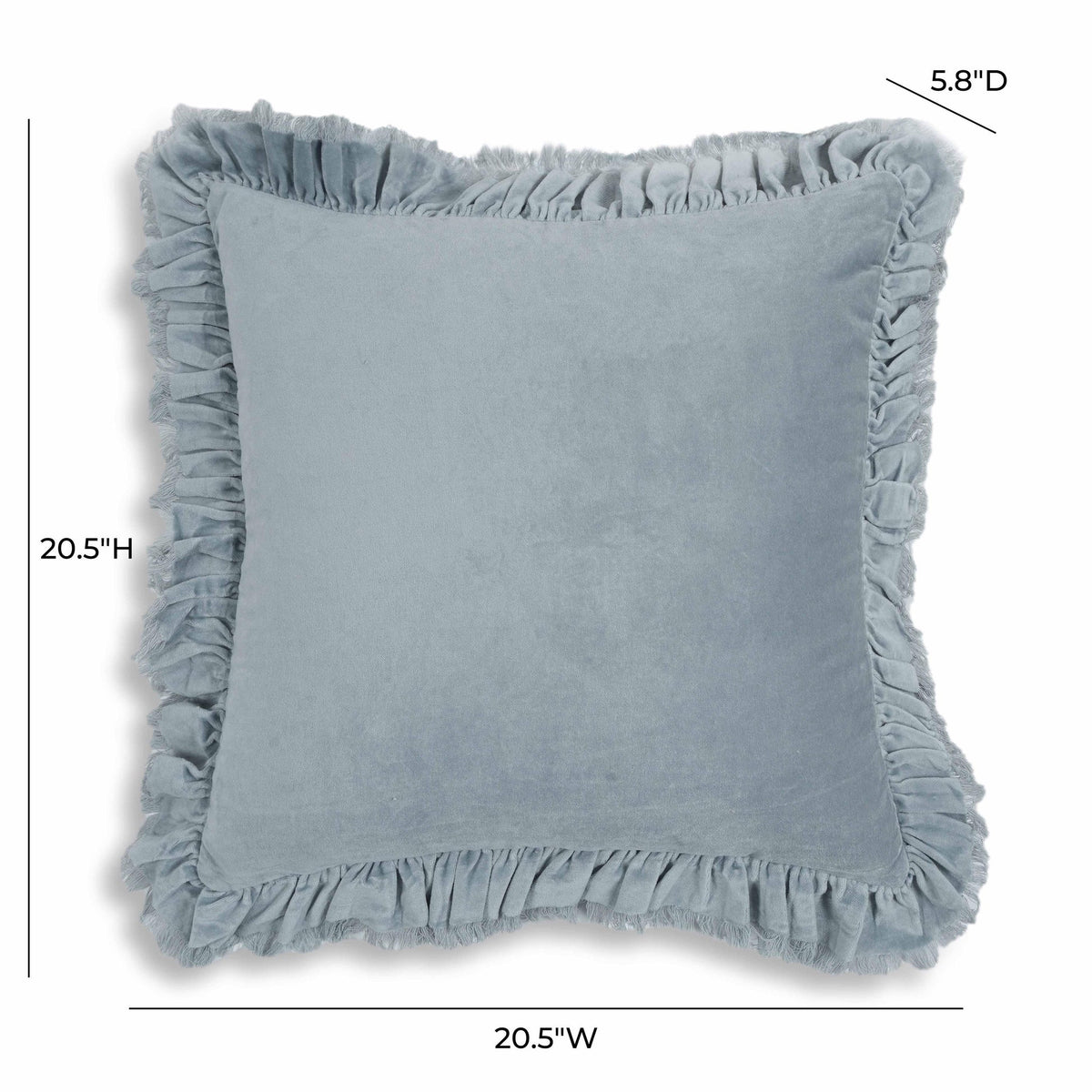 Alessia Distressed Blue Velvet Pillow | BeBoldFurniture