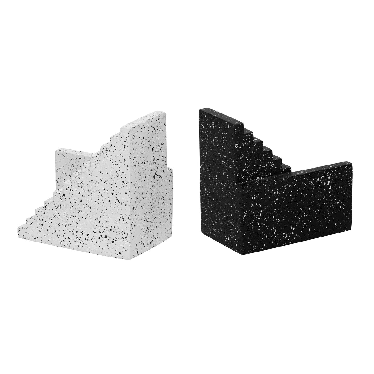 Gabby Speckled Black and White Stairway Bookends | BeBoldFurniture