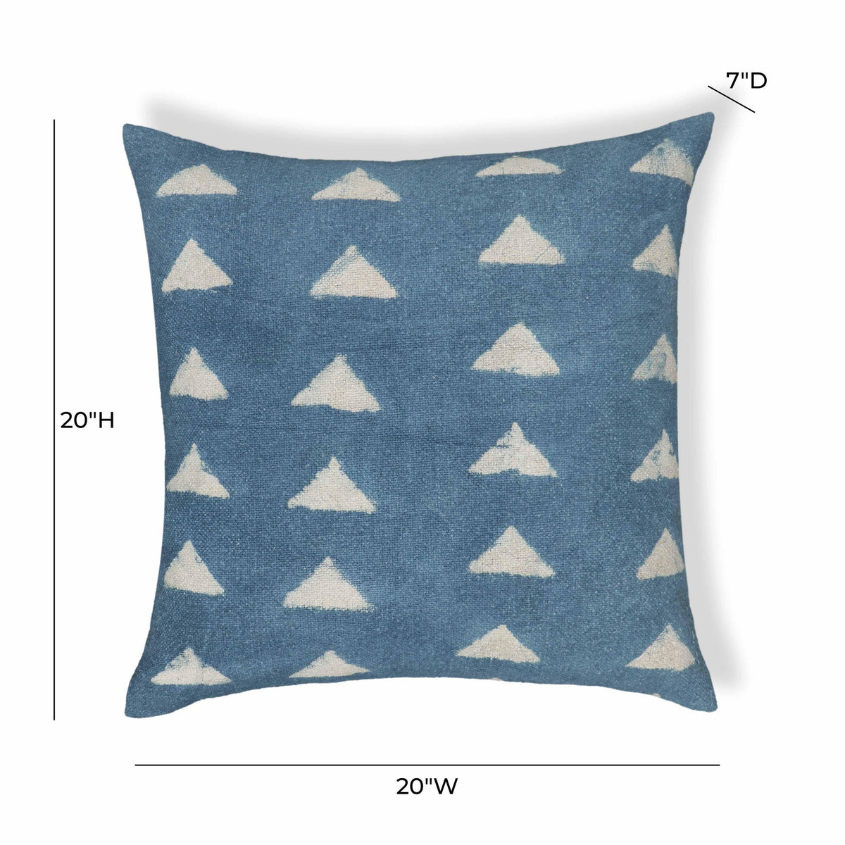 Indigo Triangles Cotton 20" Square Accent Pillow | BeBoldFurniture