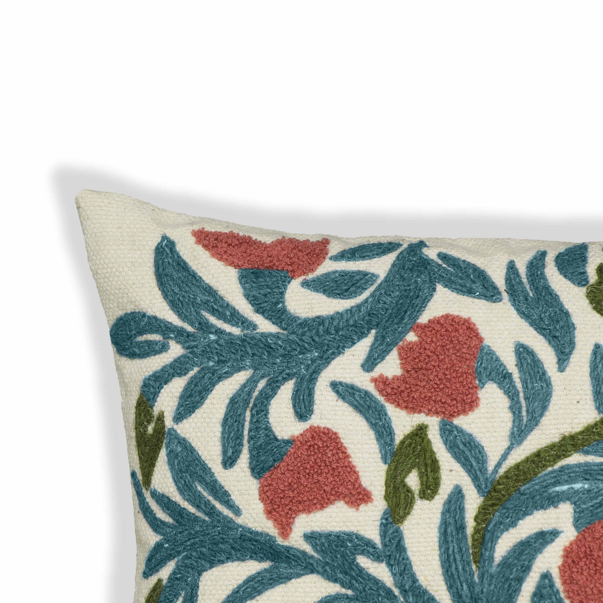 Tulip Embroidered Floral Wool 20" Square Accent Cushion | BeBoldFurniture