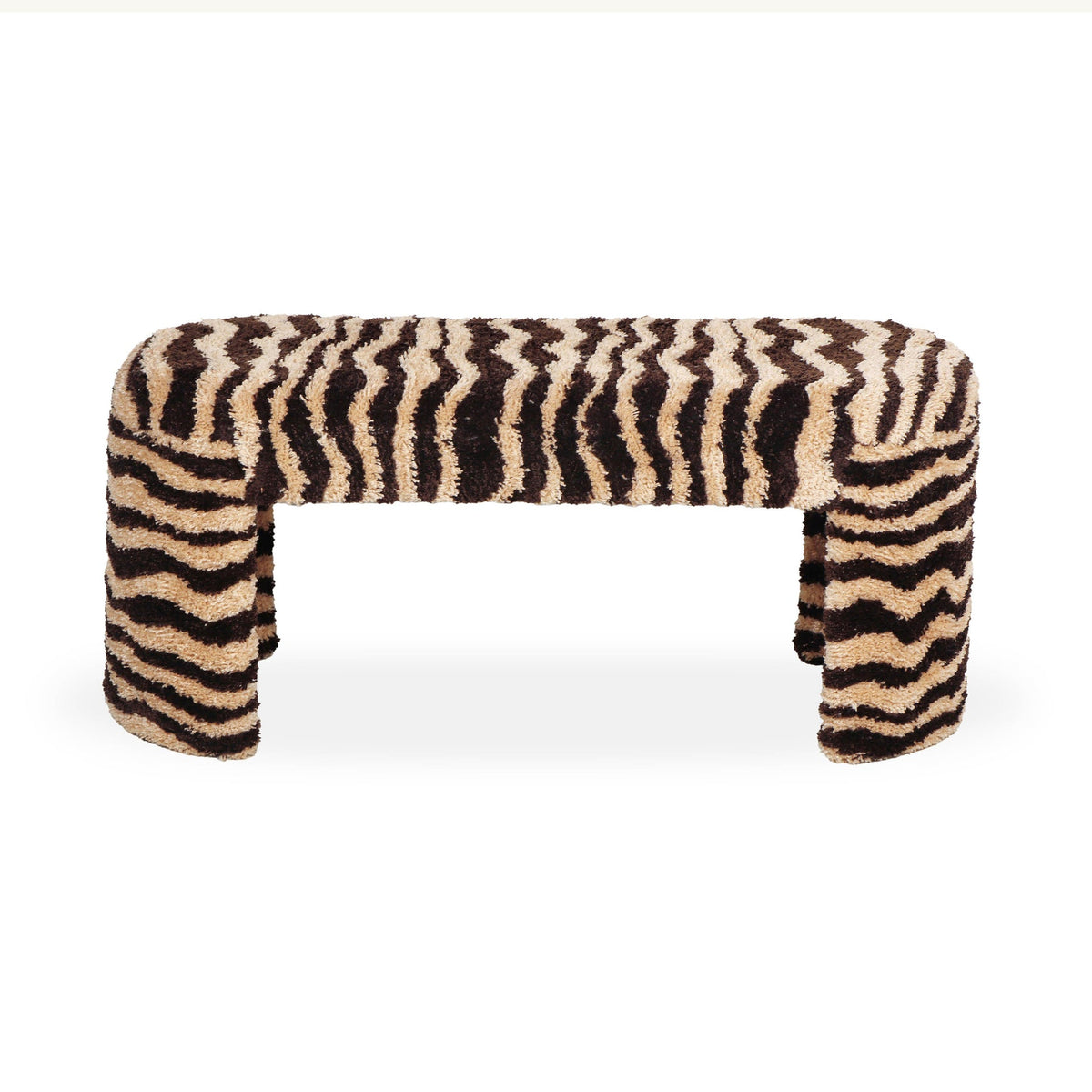 Zebra Brown Striped Tufted Bench | BeBoldFurniture