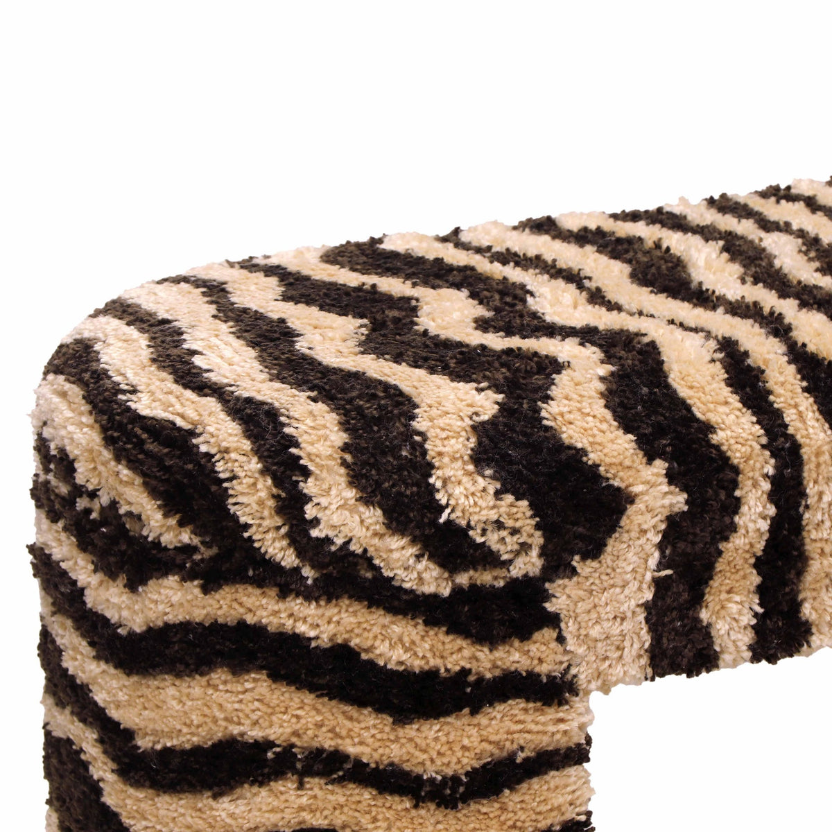 Zebra Brown Striped Tufted Bench | BeBoldFurniture