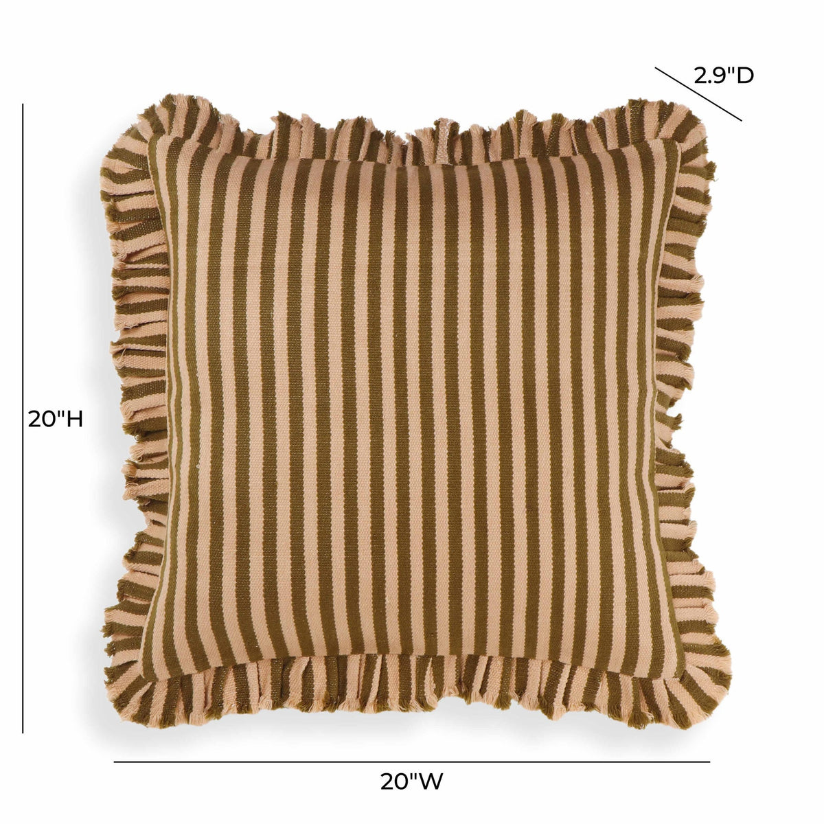 Alessia Taupe Striped Ruffle 20" Square Accent Pillow | BeBoldFurniture