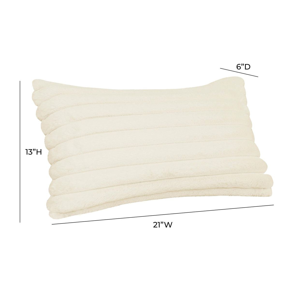 Furry Cream Vegan Fur Rectangular Accent Pillow | BeBoldFurniture