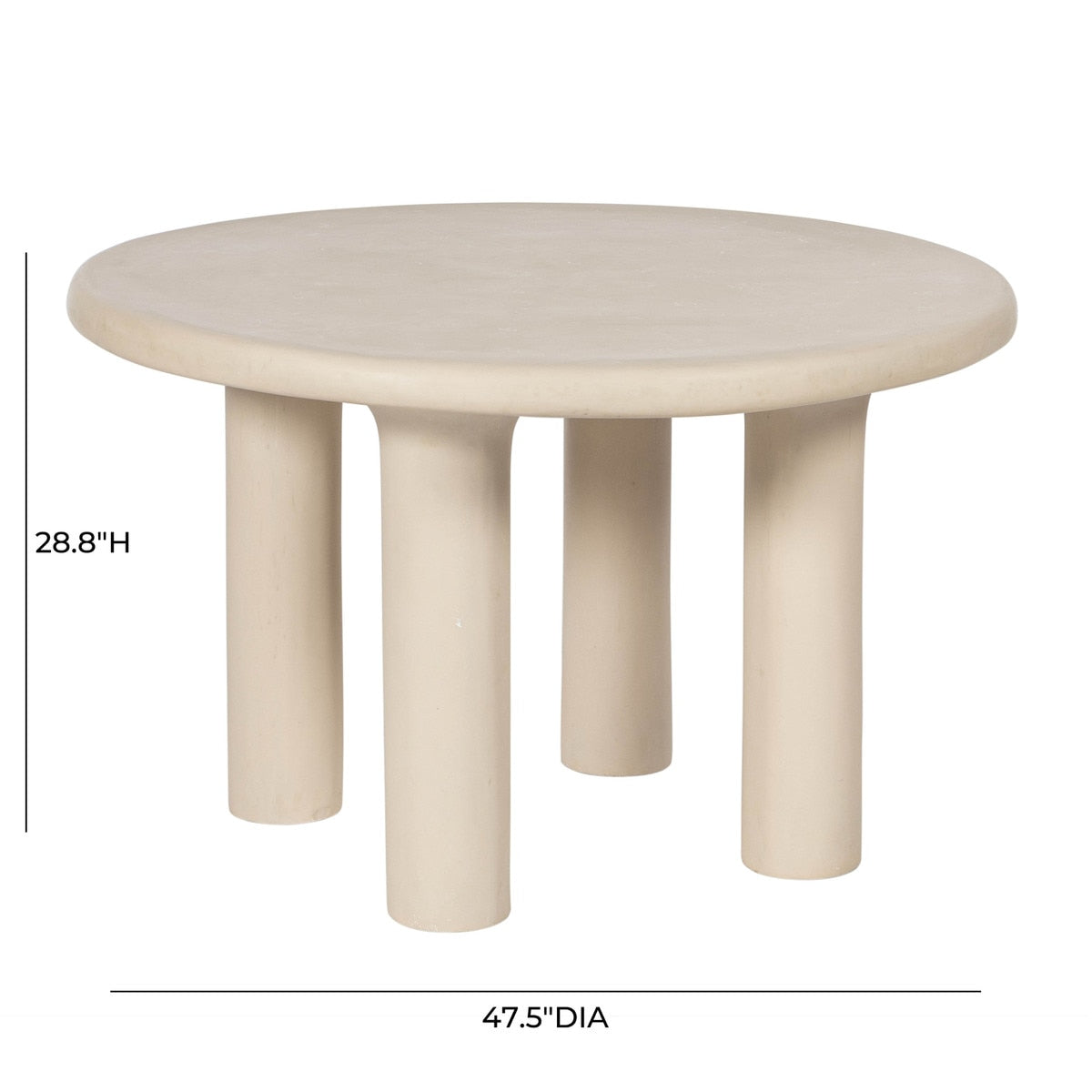 Barbara Cream Textured Indoor / Outdoor 47" Round Dining Table | BeBoldFurniture