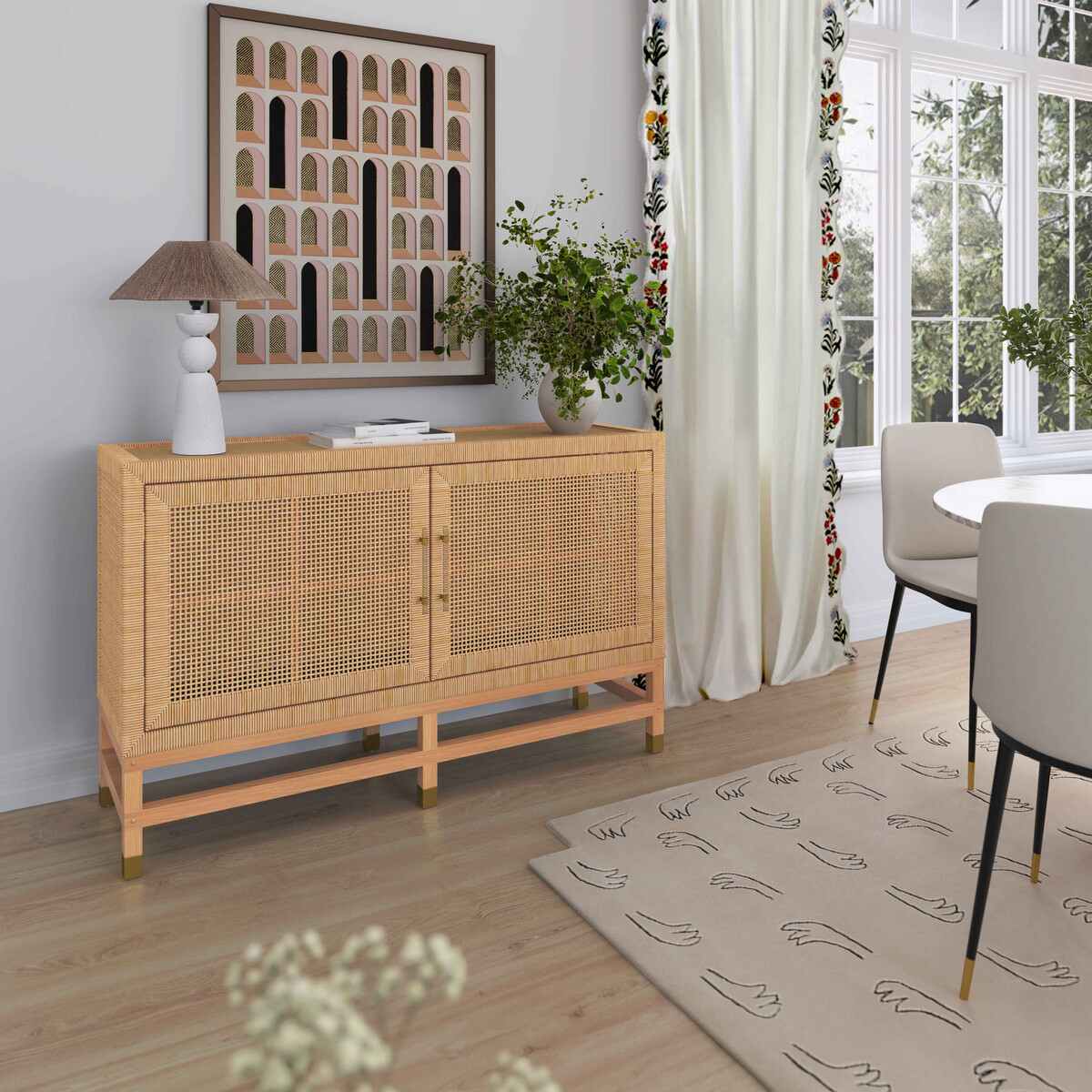 Amara Natural Woven Rattan Buffet In Houston | BeBoldFurniture 