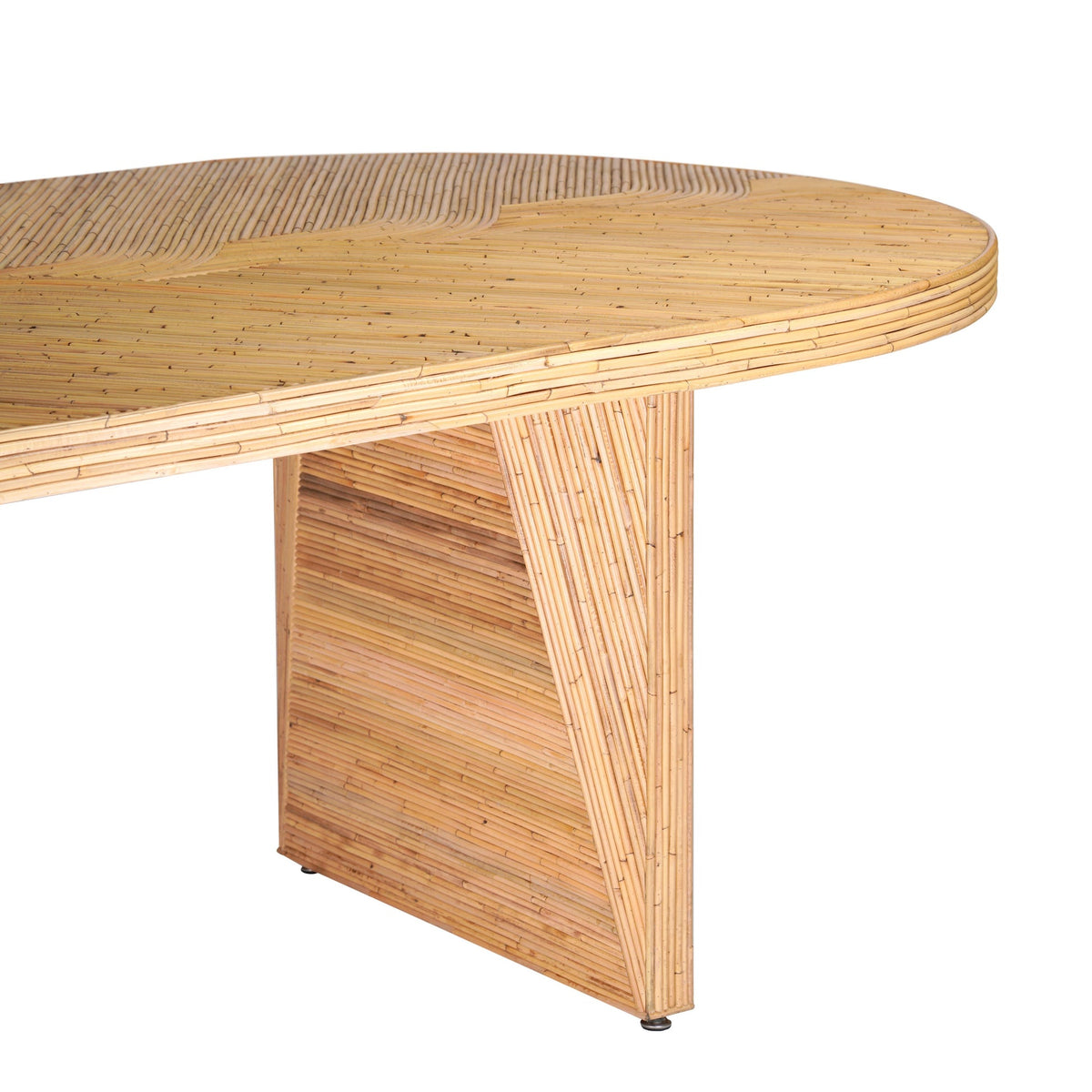 Caren Natural Rattan and Glass Oval Dining Table | BeBoldFurniture