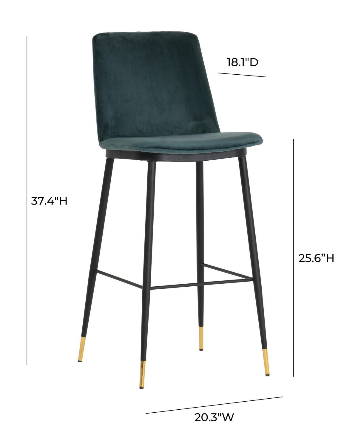 Evora Green Velvet Counter Stool (Set of 2) | BeBoldFurniture