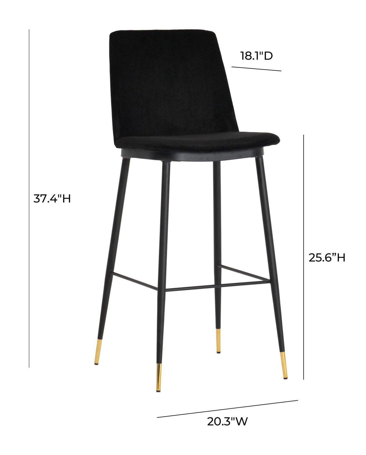 Evora Black Velvet Counter Stool (Set of 2) | BeBoldFurniture