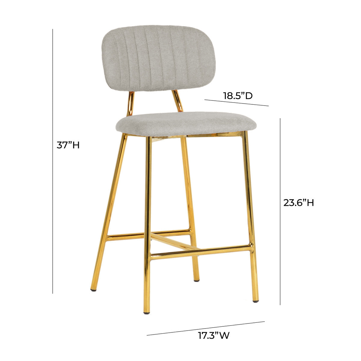 Ariana Grey Counter Stool with Gold Legs in Houston | BeBoldFurniture 