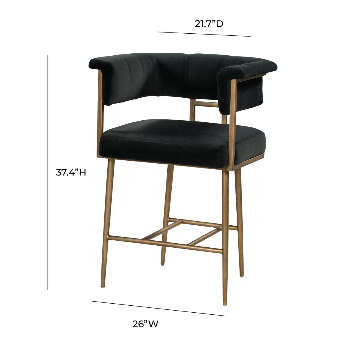 Astrid Grey Velvet Counter Stool In Houston | BeBoldFurniture 