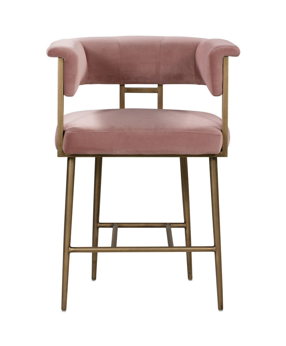 Astrid Blush Velvet Counter Stool In Houston | BeBoldFurniture 