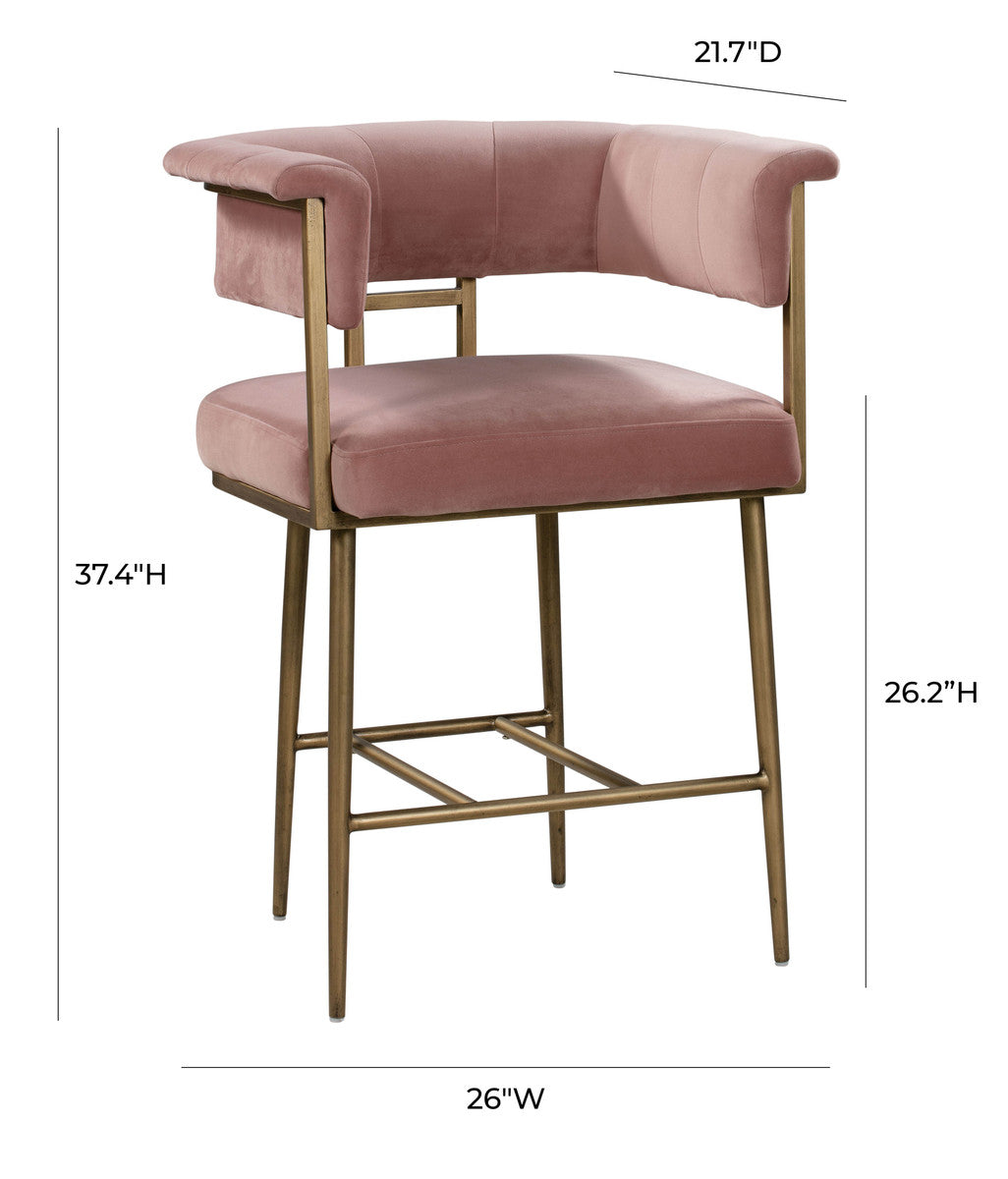 Astrid Blush Velvet Counter Stool In Houston | BeBoldFurniture 