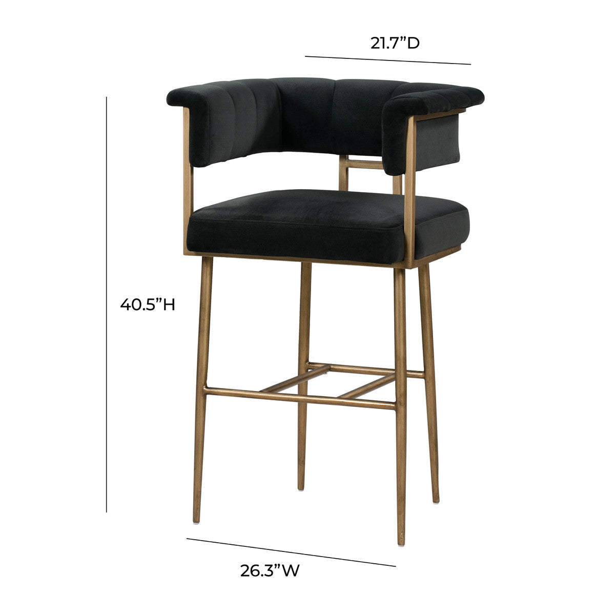 Astrid Grey Velvet Bar Stool