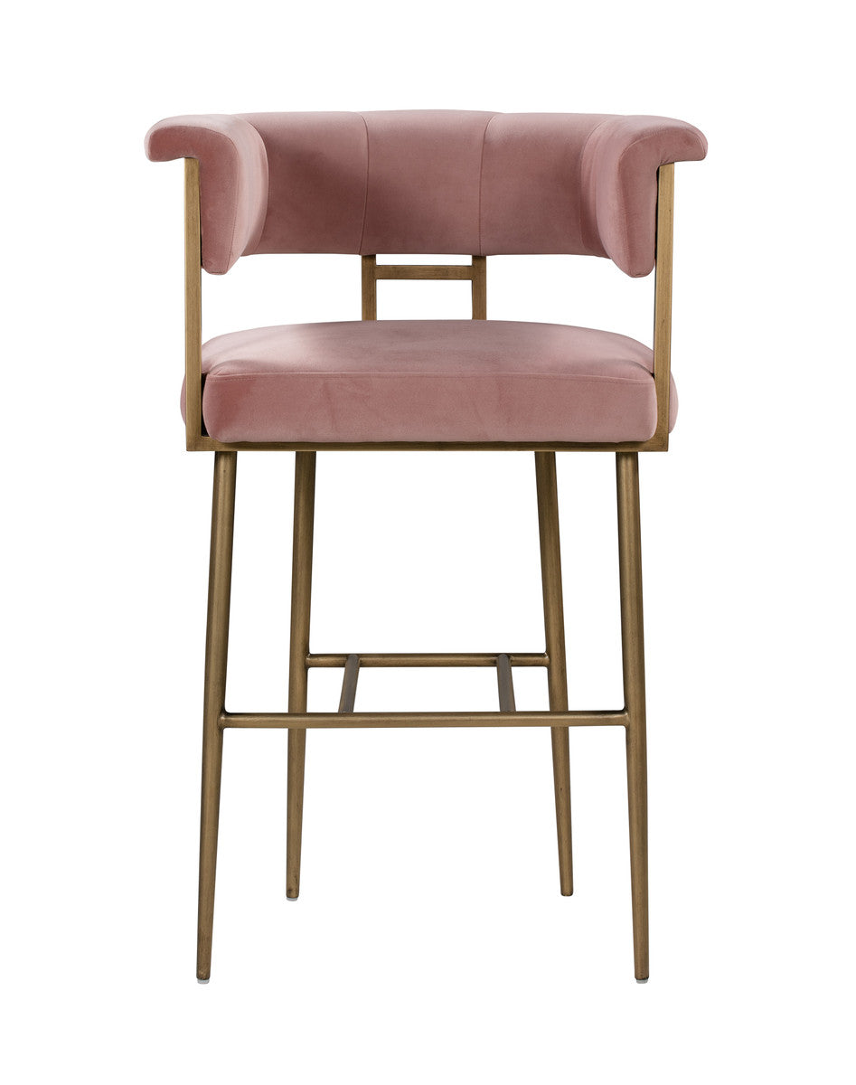 Astrid Blush Velvet Bar Stool In Houston | BeBoldFurniture