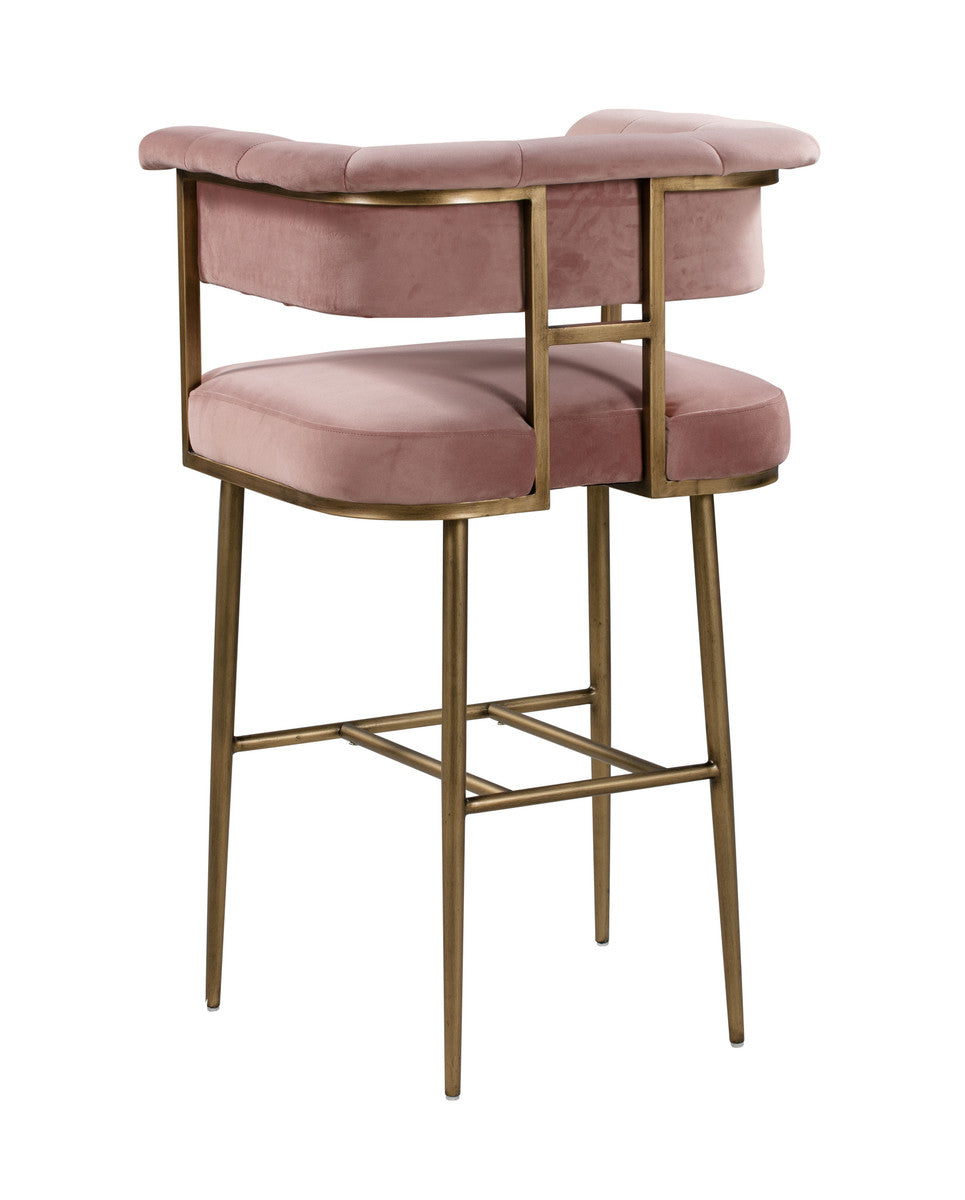 Astrid Blush Velvet Bar Stool In Houston | BeBoldFurniture