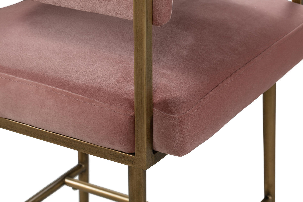 Astrid Blush Velvet Bar Stool In Houston | BeBoldFurniture