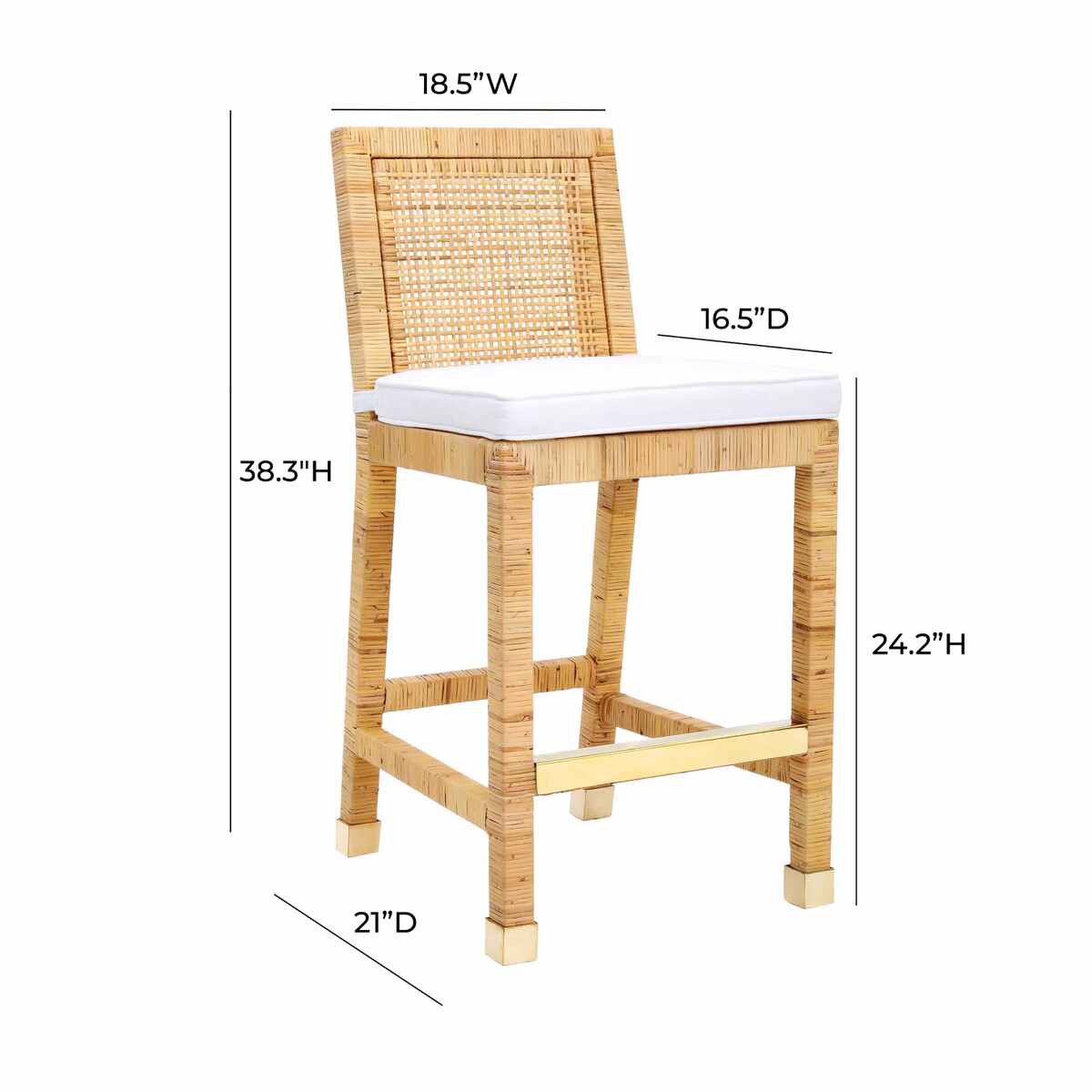 Amara Rattan Fabric Counter Stool In Houston | BeBoldFurniture 