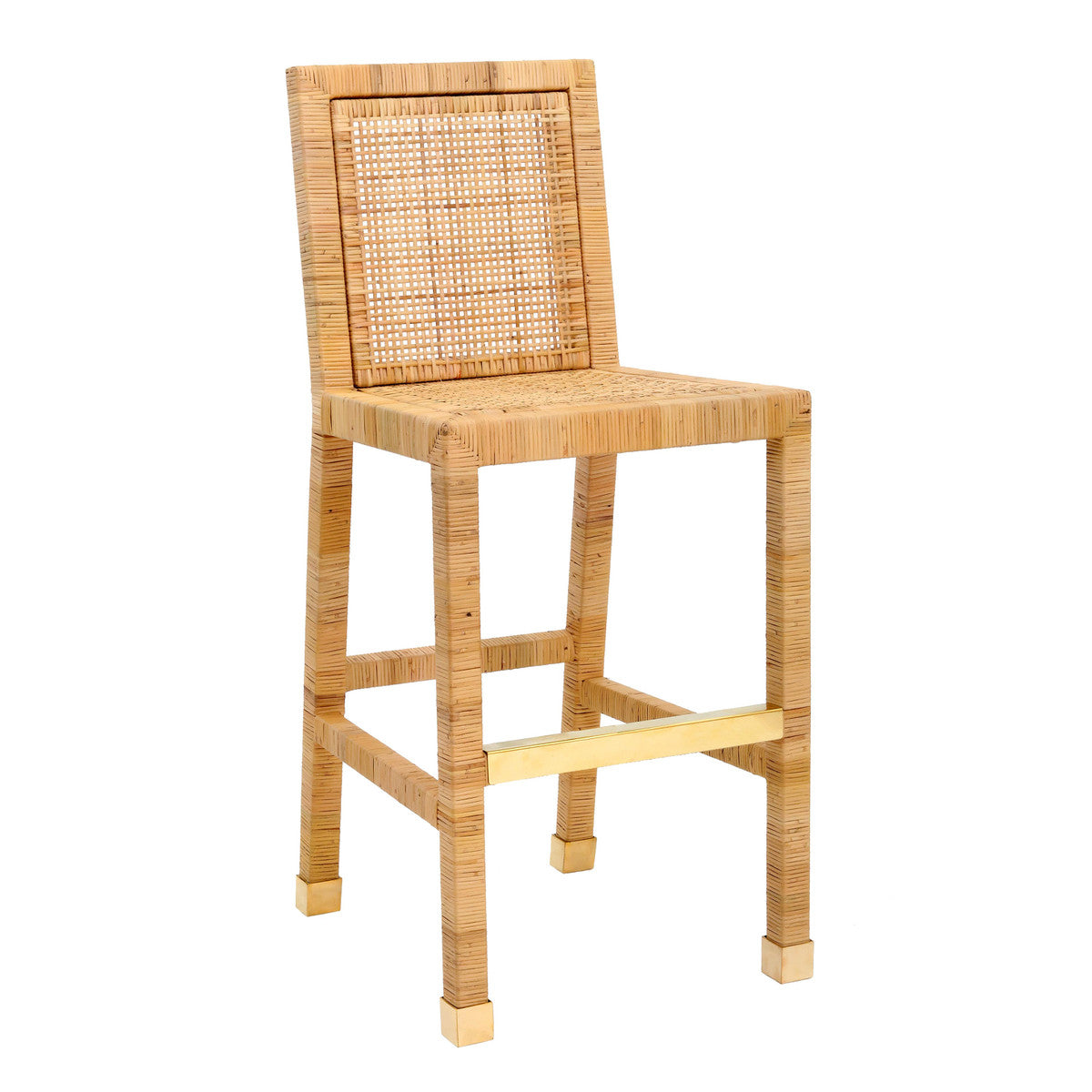 Amara Rattan Performance Fabric Bar Stool In Houston | BeBoldFurniture 