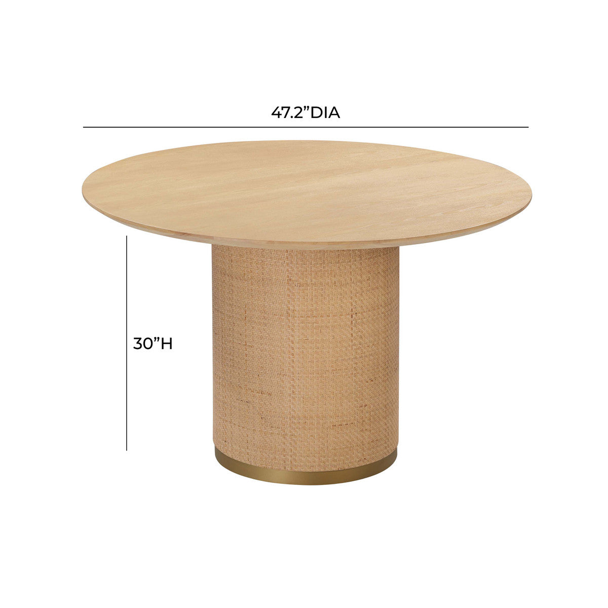 Akiba Natural Ash & Rattan 49" Round Dining Table | BeBoldFurniture