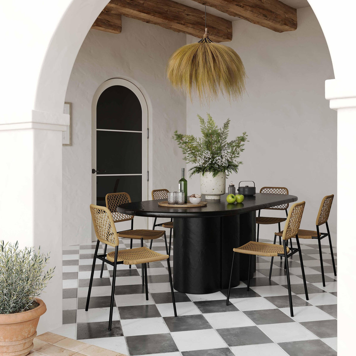 Elika Black Faux Plaster Oval Dining Table | BeBoldFurniture