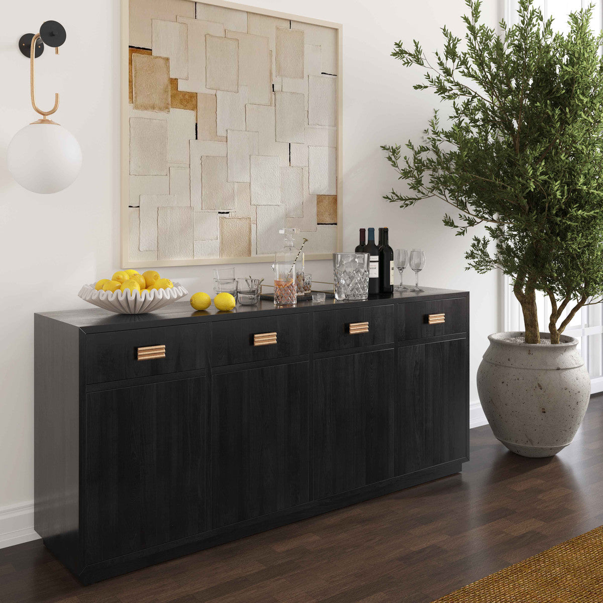 Elegant Aria Black Oak Buffet in  Houston | BeBoldFurniture 