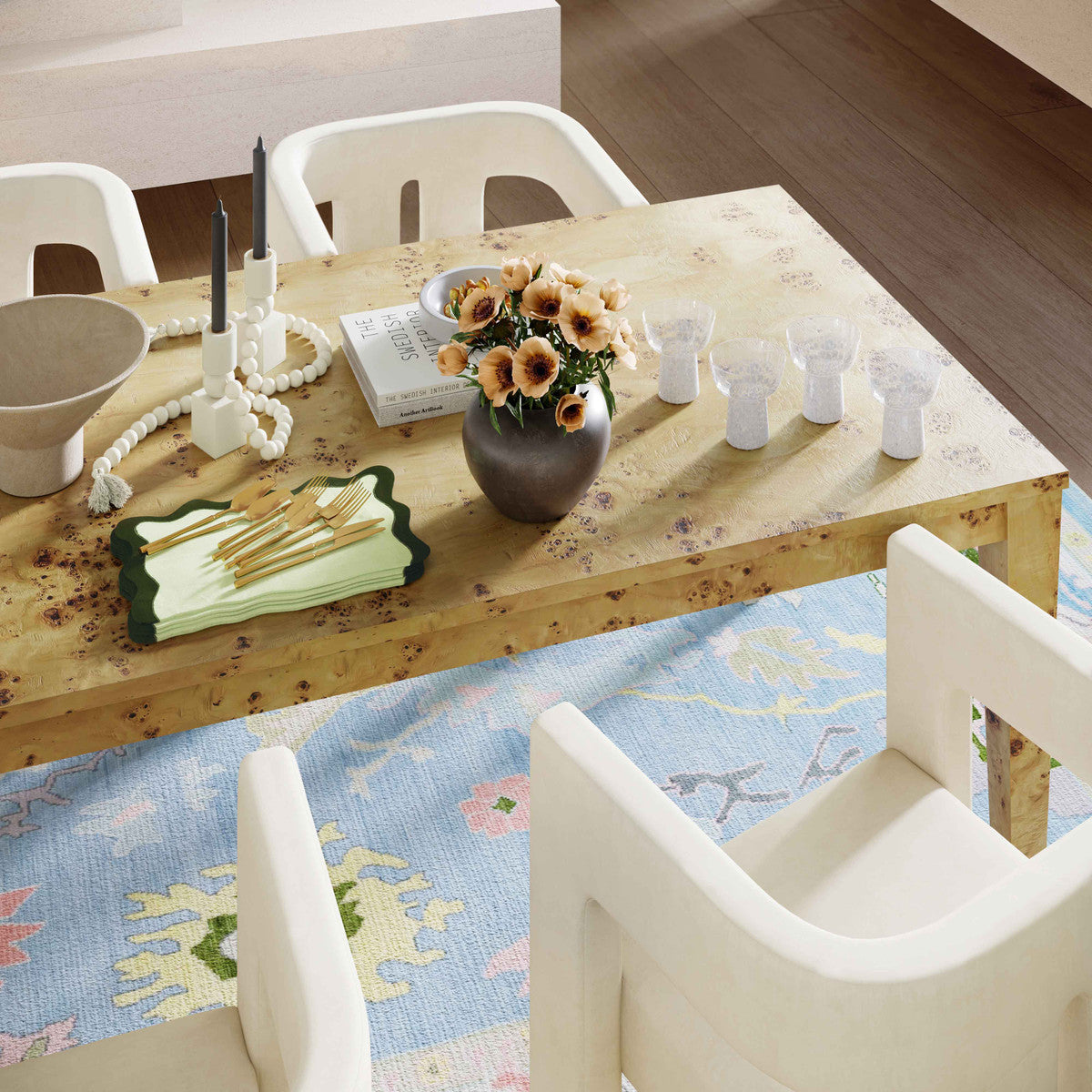 Brandyss Natural Burl Rectangular Dining Table | BeBoldFurniture