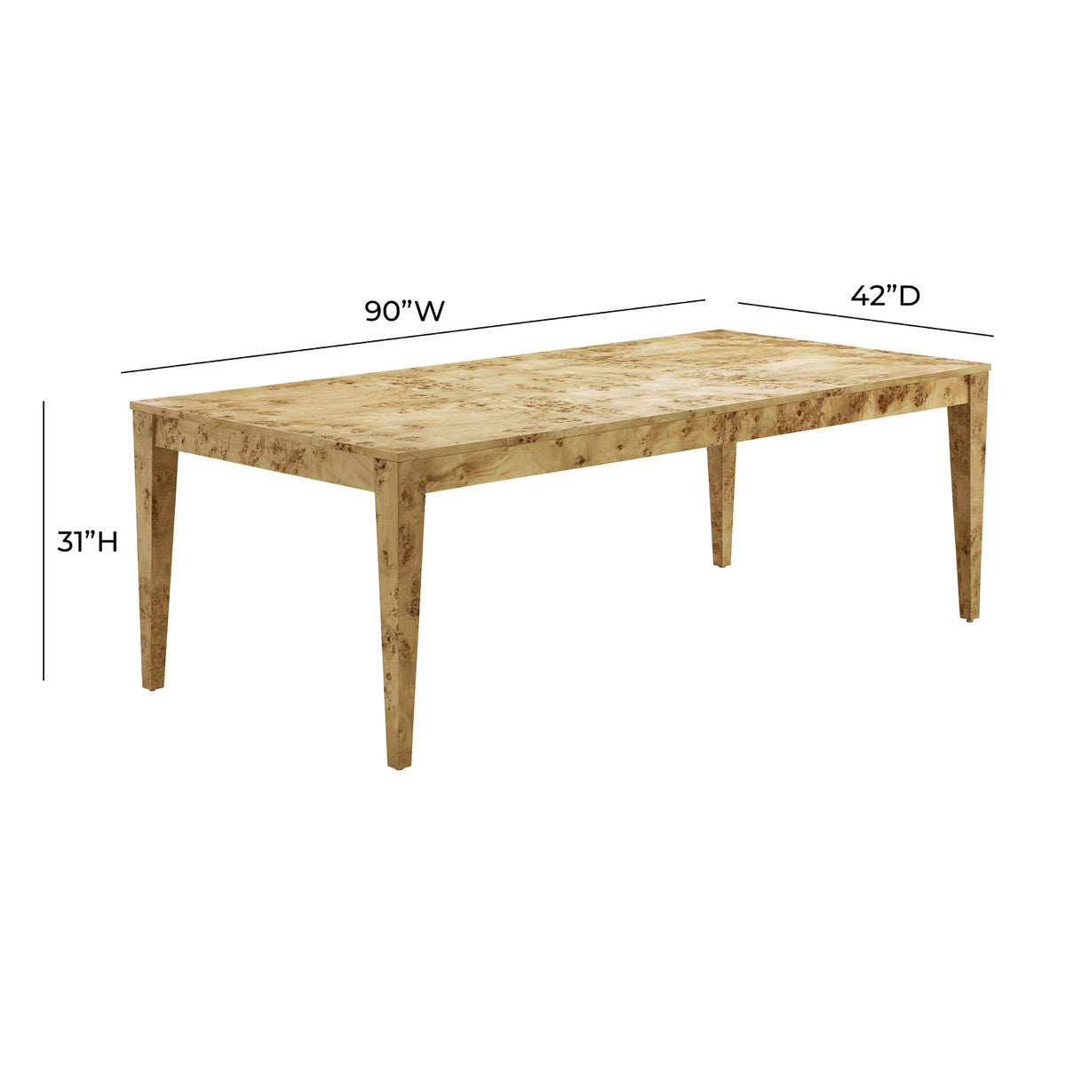 Brandyss Natural Burl Rectangular Dining Table | BeBoldFurniture