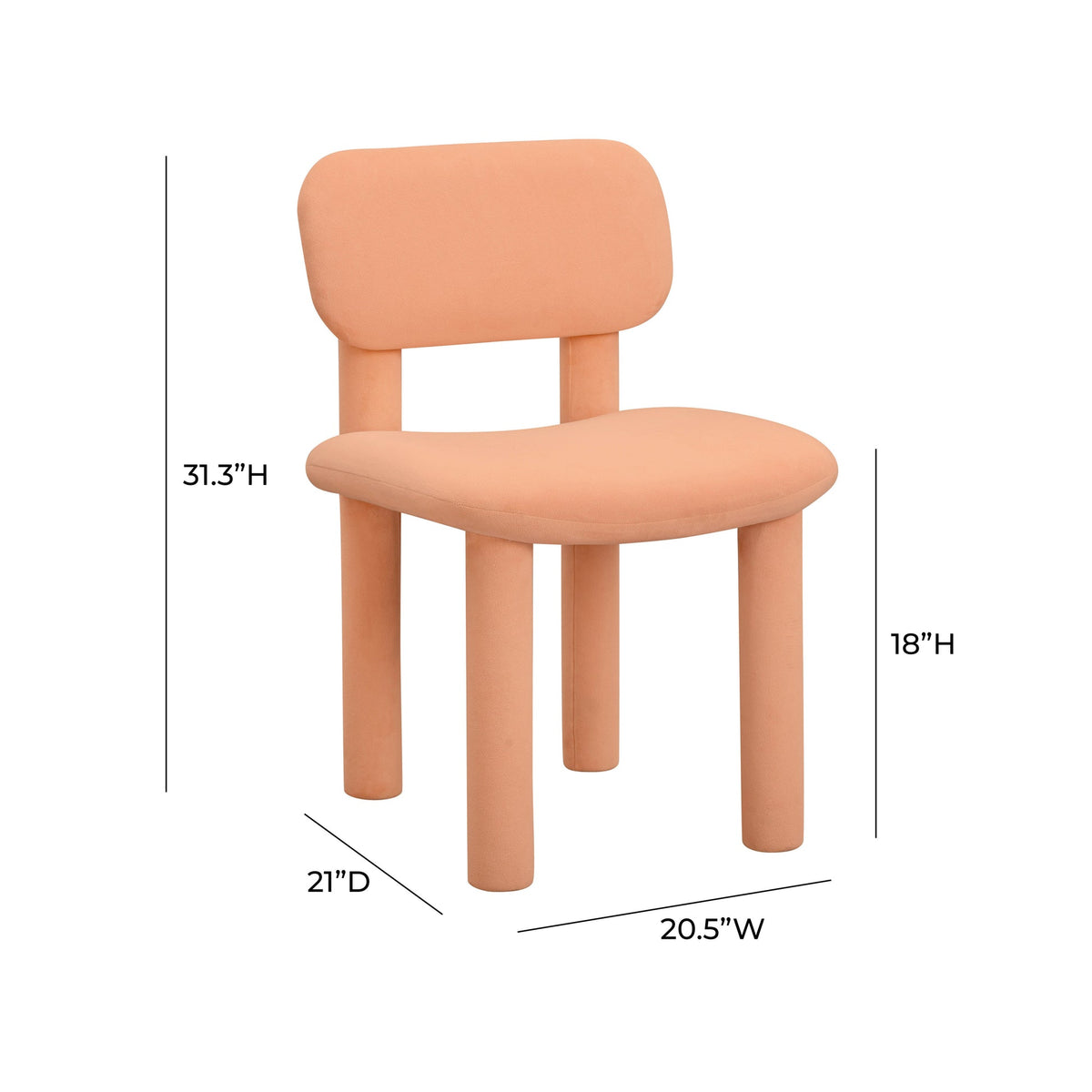 Elise Mellow Peach Performance Velvet Dining Chair | BeBoldFurniture