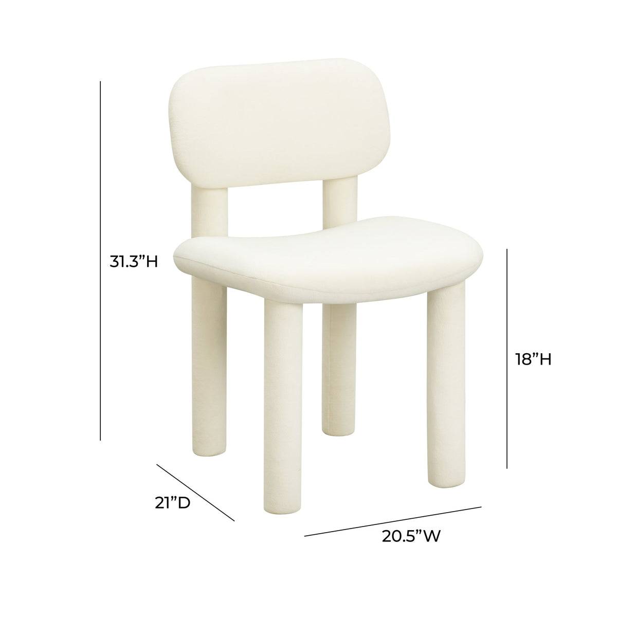 Elise Ivory White Performance Velvet Dining Chair | BeBoldFurniture