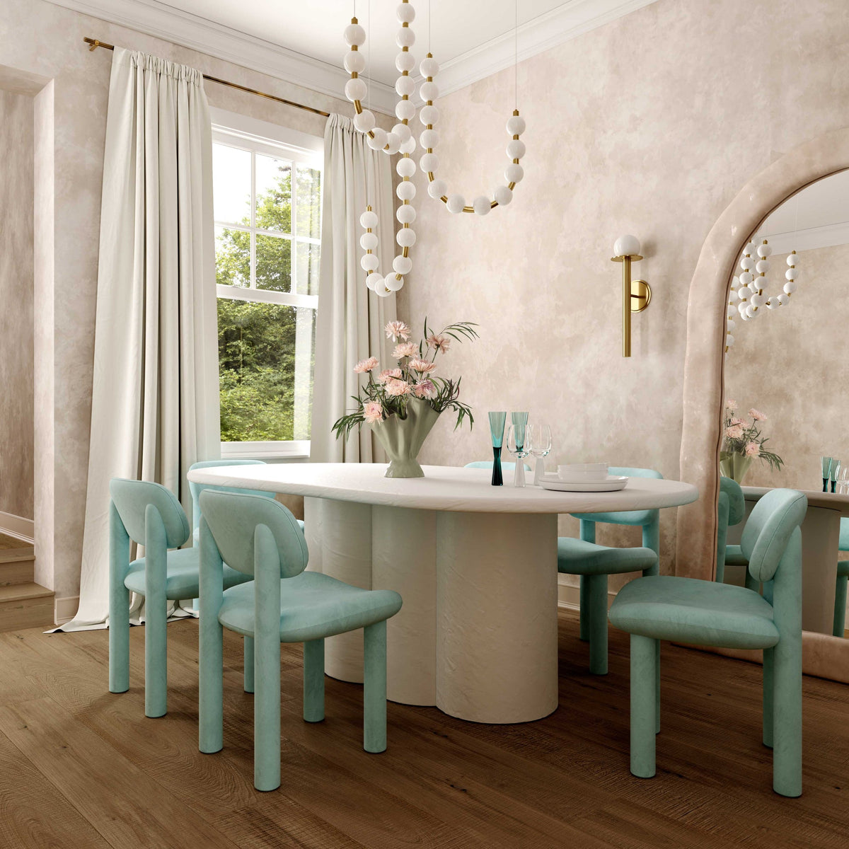 Elise Pale Blue Performance Velvet Dining Chair | BeBoldFurniture