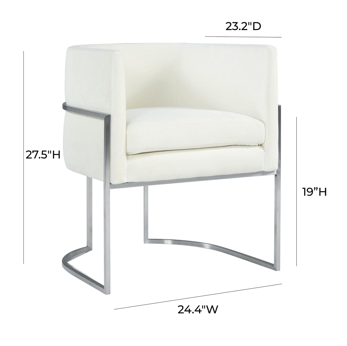 Giselle Cream Velvet Dining Chair Silver Leg | BeBoldFurniture