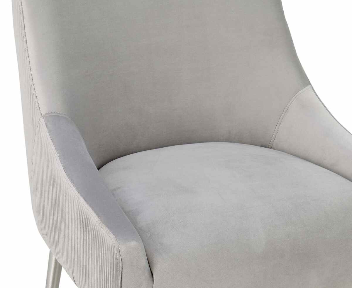 Beatrix Pleated Light Grey Velvet Counter Stool In Houston | BeBoldFurniture 