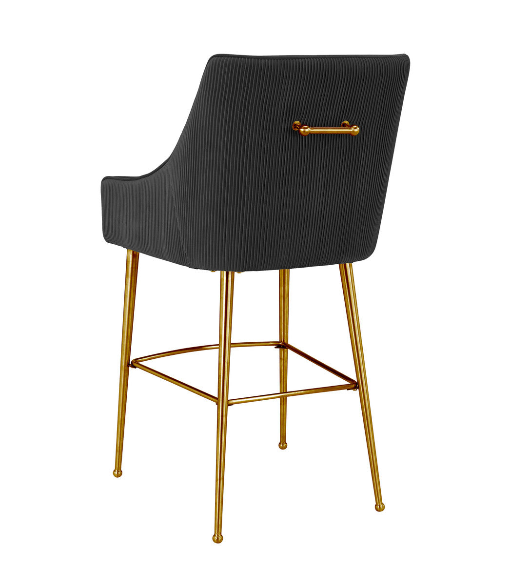 Beatrix Pleated Black Velvet Bar Stool In Houston | BeBoldFurniture 