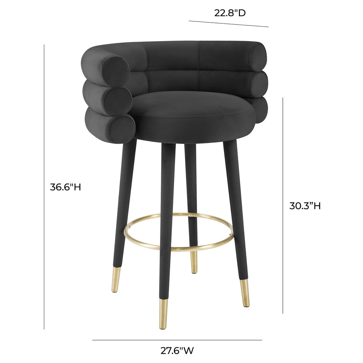 Betty Black Velvet Barstool In Houston | BeBoldFurniture 