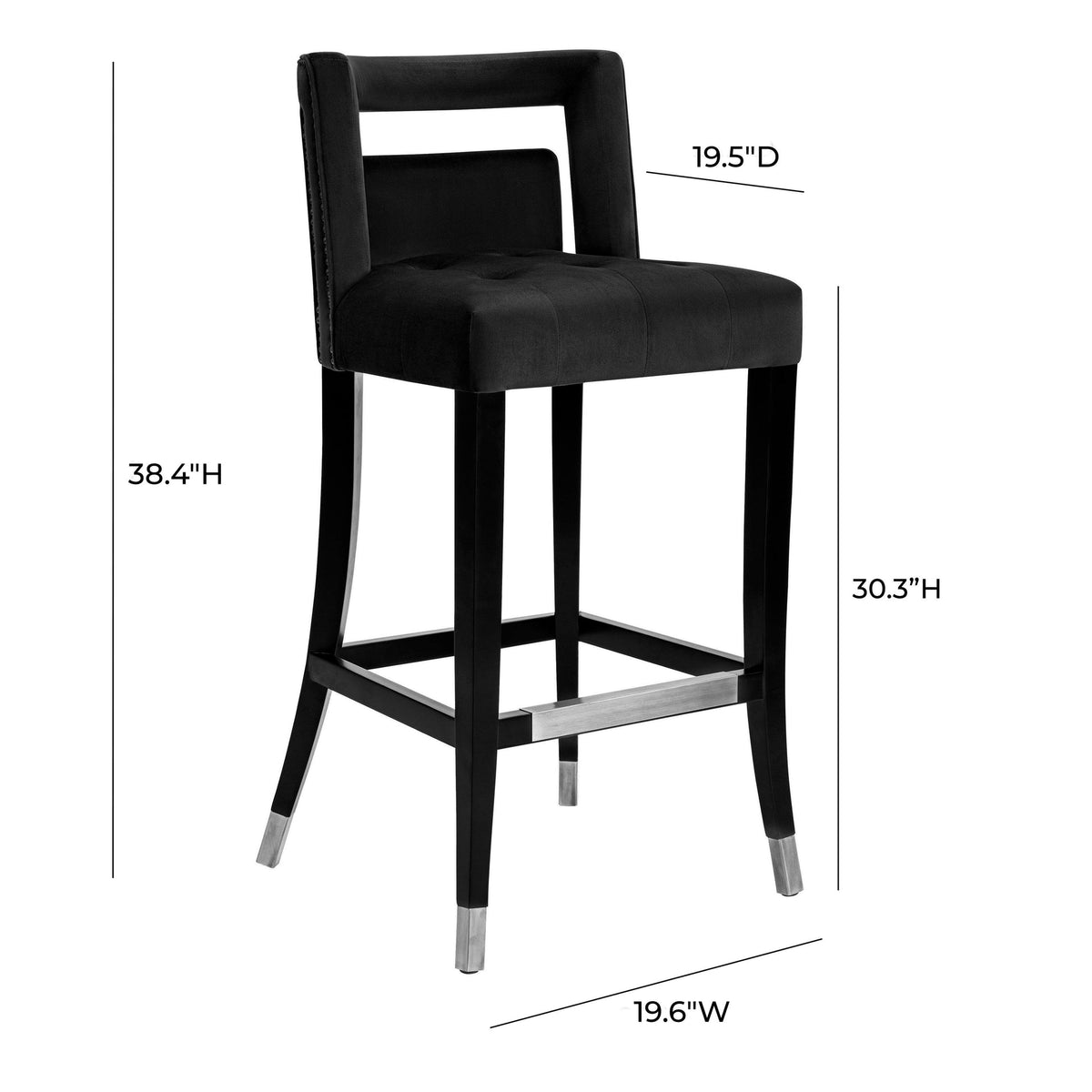 Hart Black Velvet Bar Stool | BeBoldFurniture