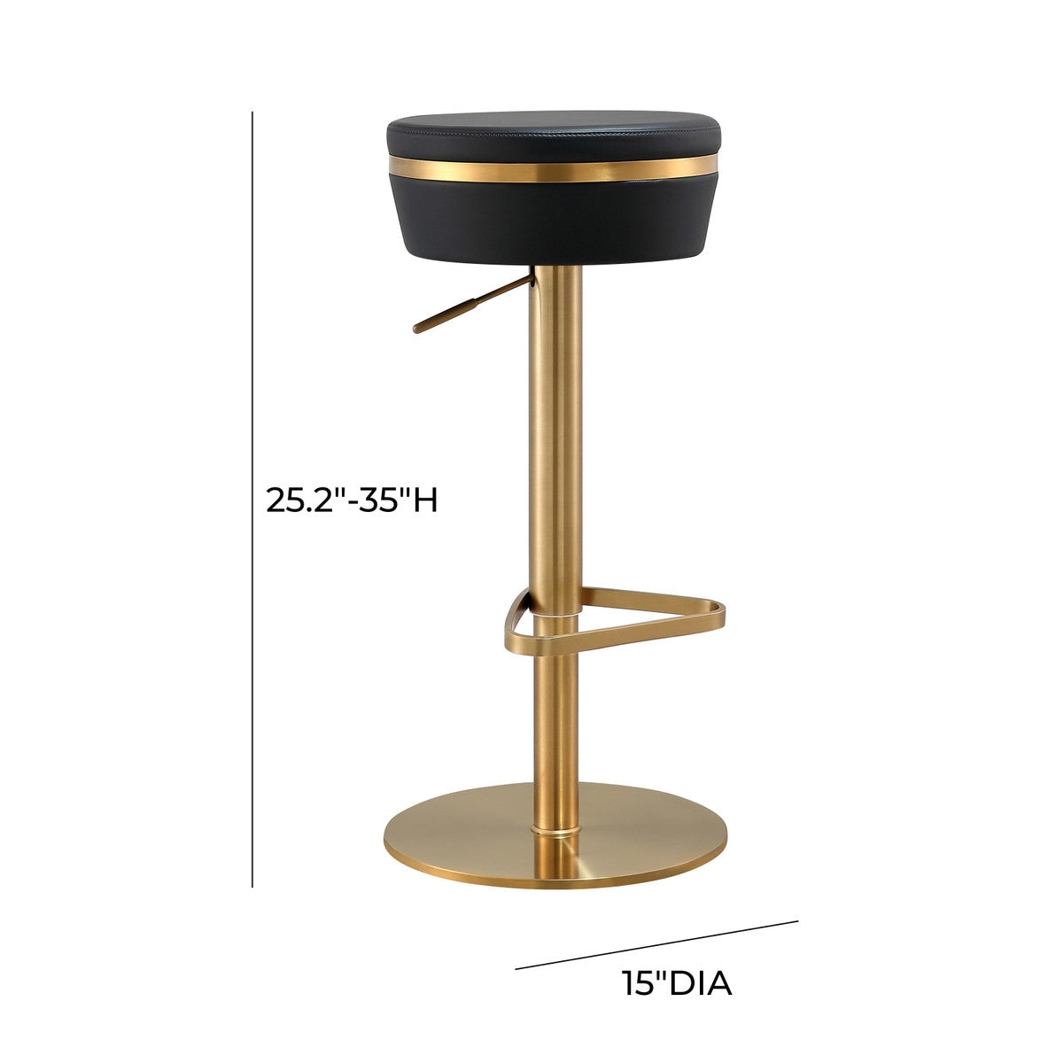 Astro Black and Gold Adjustable Stool In Houston | BeBoldFurniture 