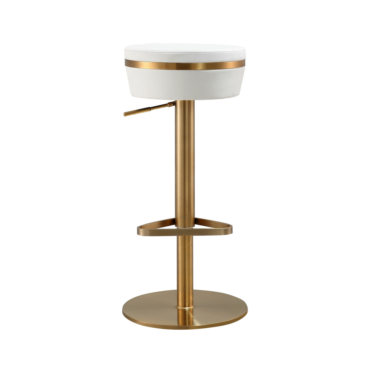 Astro White and Gold Adjustable Stool In Houston | BeBoldFurniture 