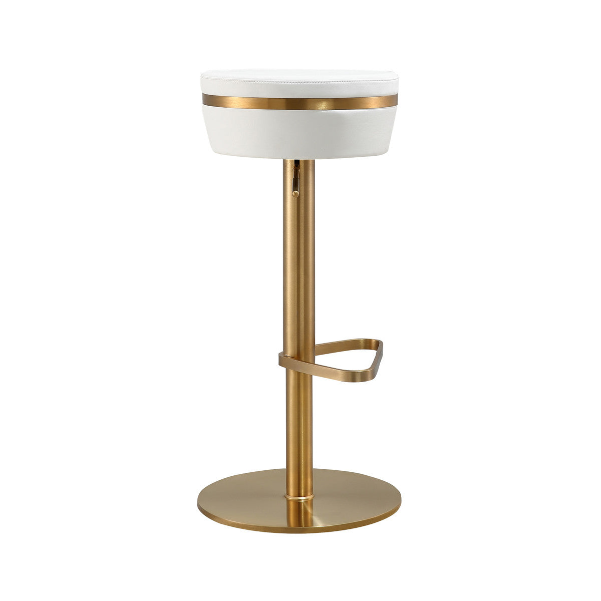 Astro White and Gold Adjustable Stool In Houston | BeBoldFurniture 