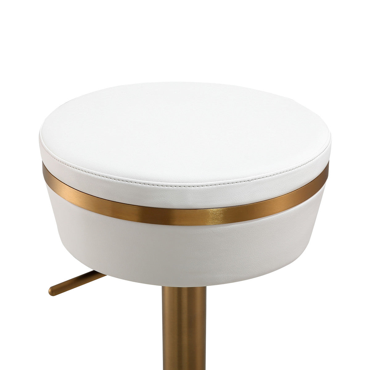 Astro White and Gold Adjustable Stool In Houston | BeBoldFurniture 