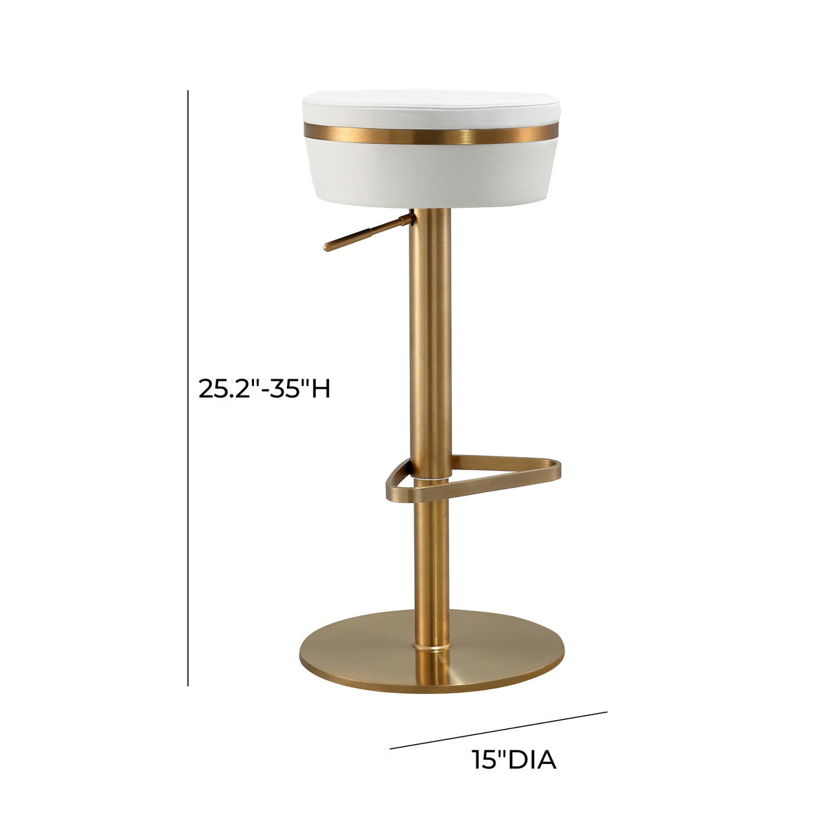 Astro White and Gold Adjustable Stool In Houston | BeBoldFurniture 