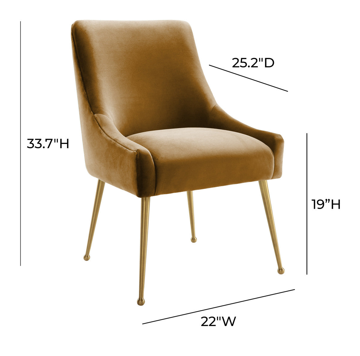 Beatrix Cognac Velvet Side Chair In Houston | BeBoldFurniture 