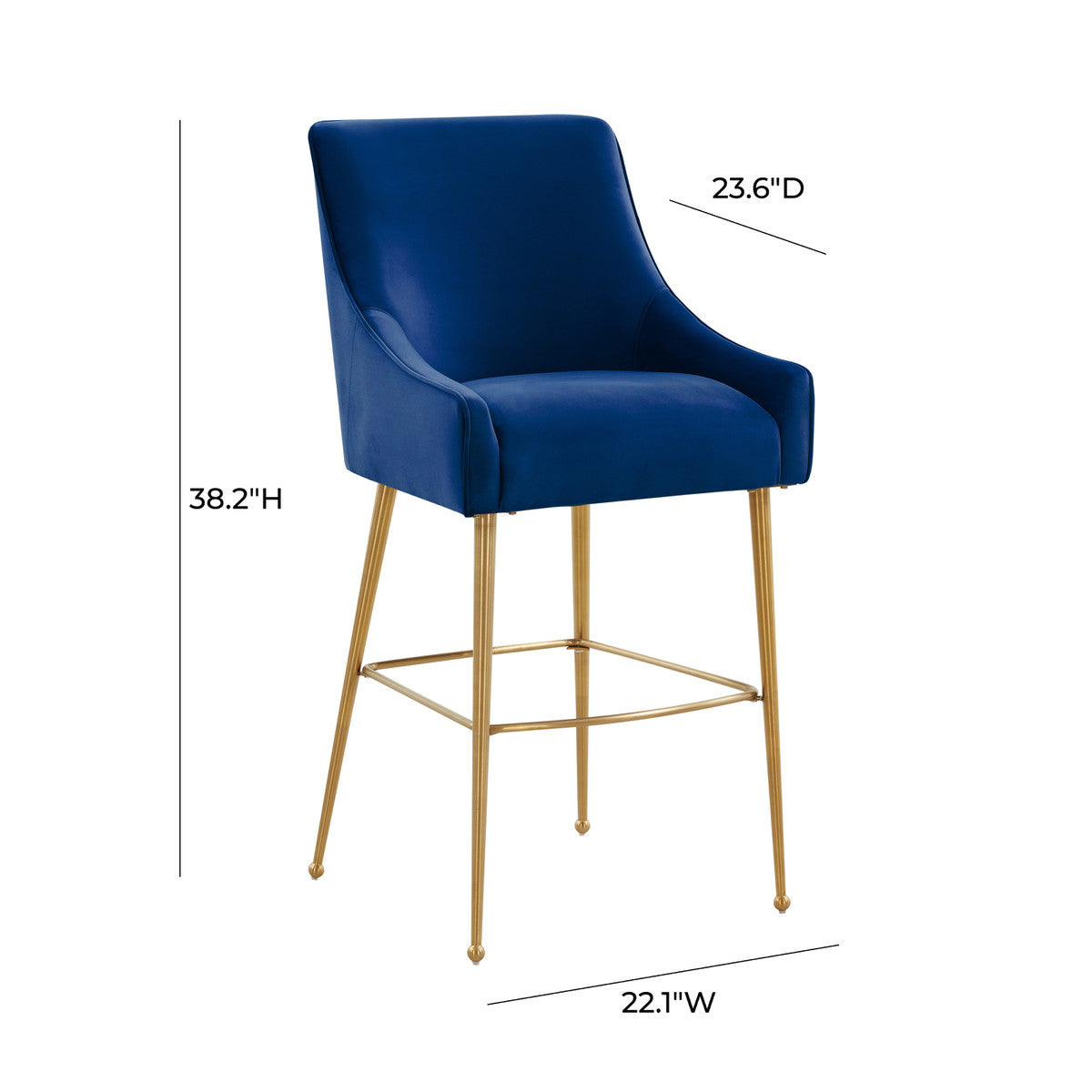 Beatrix Navy Velvet Counter Stool In Houston | BeBoldFurniture 