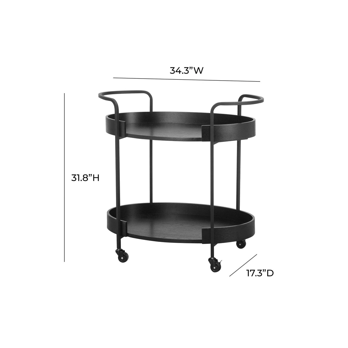 Cyril Black Bar Cart | BeBoldFurniture