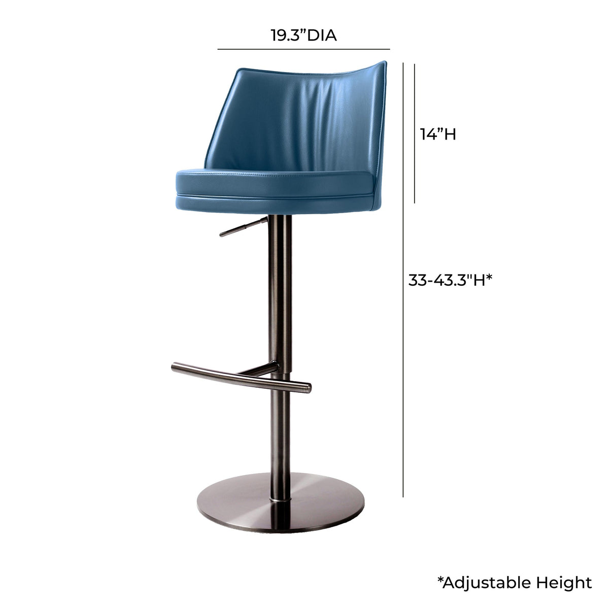 Gala Blue Vegan Leather on Adjustable Stool | BeBoldFurniture