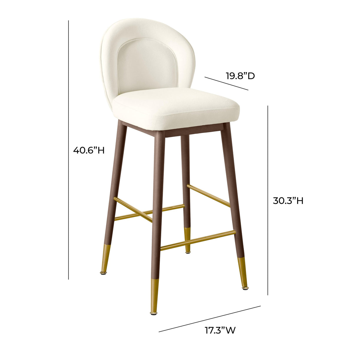 Hailey Cream Velvet Barstool | BeBoldFurniture