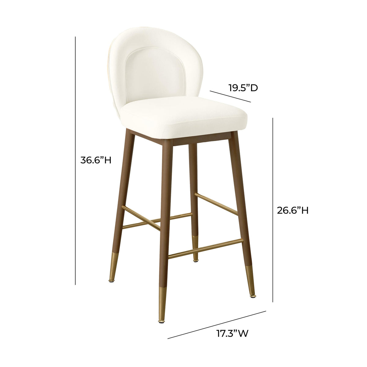 Hailey Cream Velvet Counter Stool | BeBoldFurniture