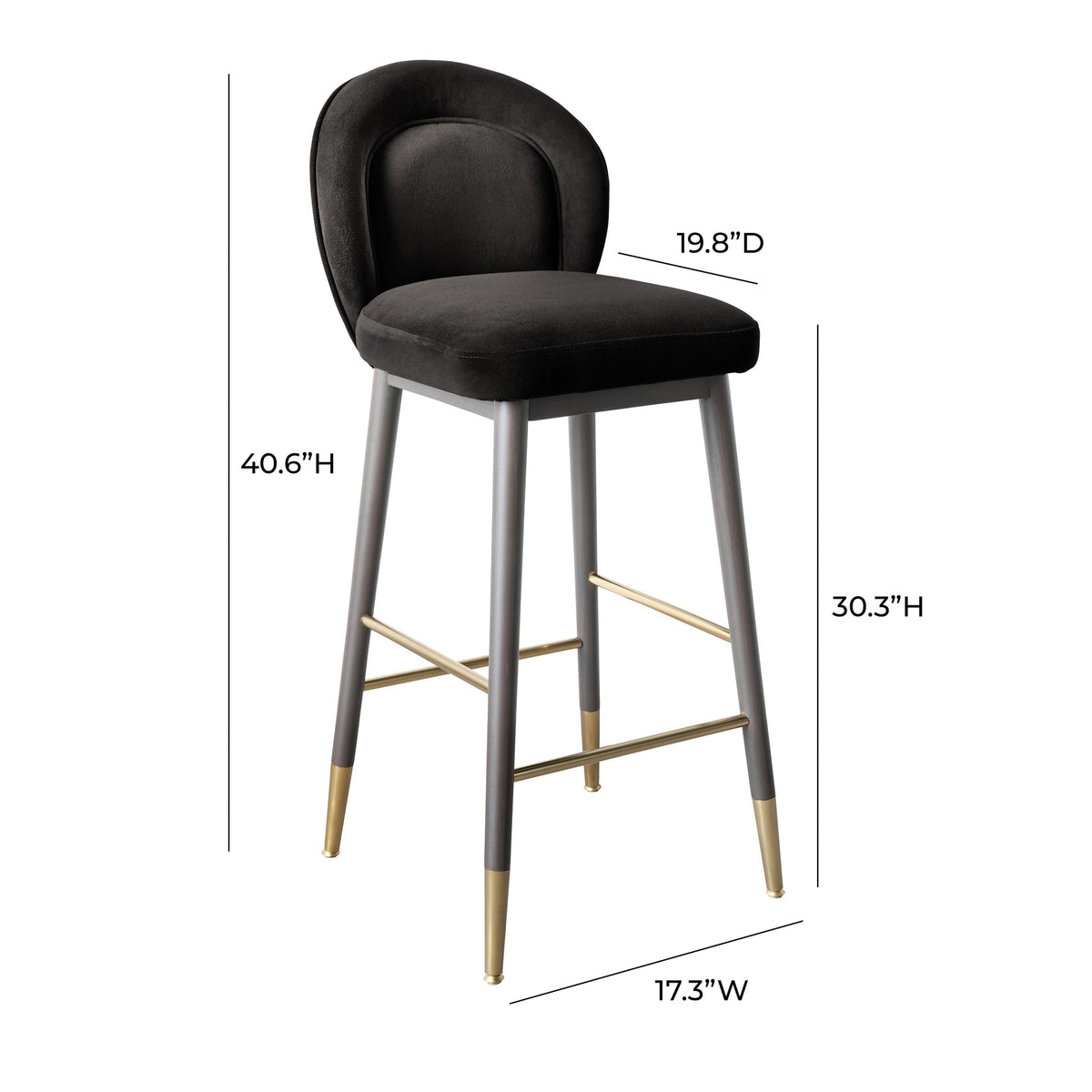 Hailey Charcoal Grey Velvet Barstool | BeBoldFurniture