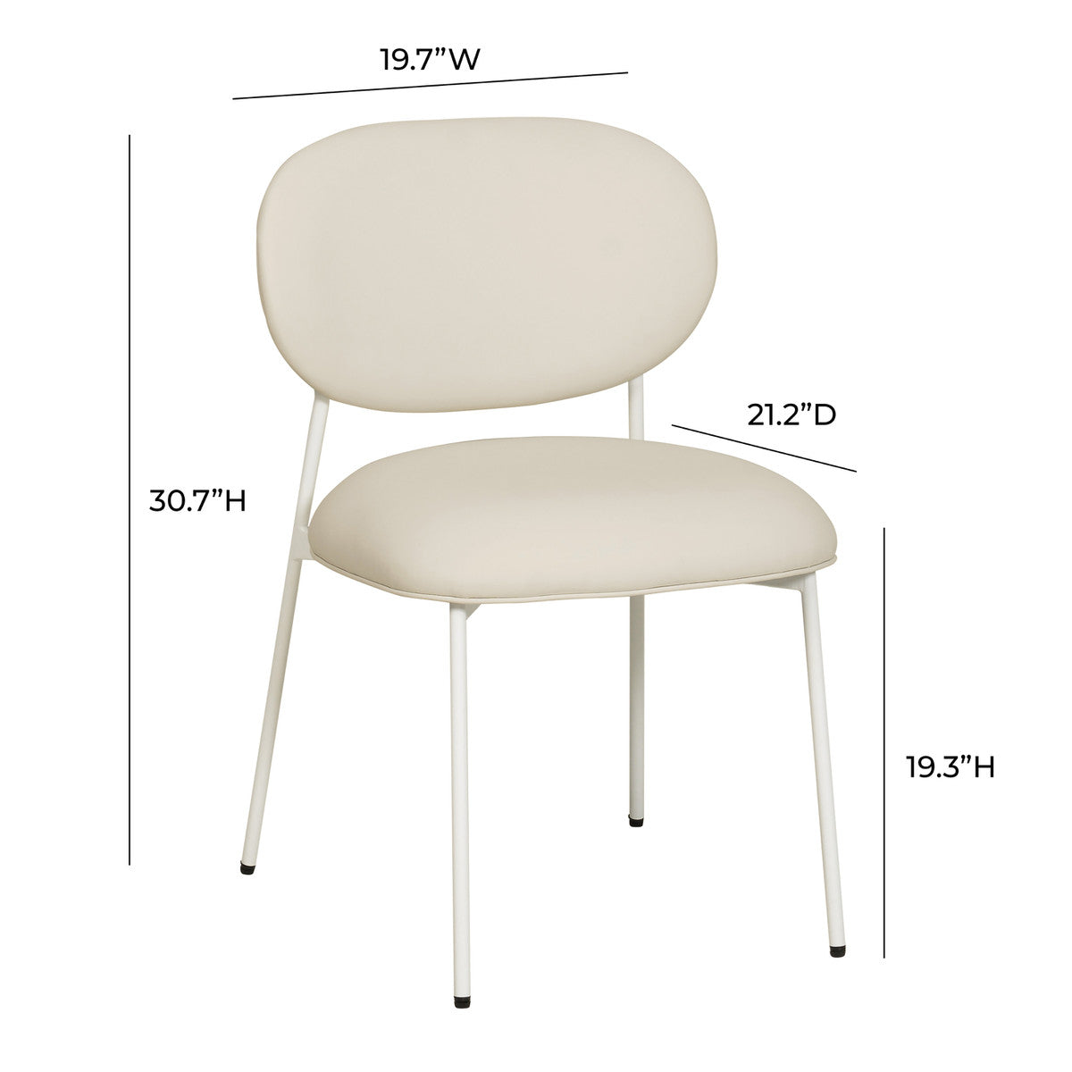 McKenzie Cream Vegan Leather Stackable Dining Chair with Cream Legs - Set of 2 | BeBoldFurniture